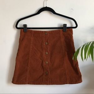 Topshop Rust Corduroy Mini Skirt